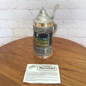 Vintage German Gerz Heidelberg Ceramic Lidded Stein